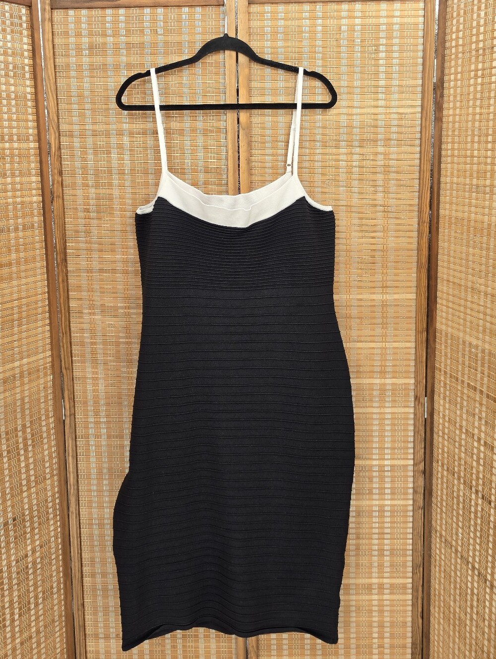 Express Ribbed Sleeveless Body Contour Black and White Stretch Dress Size XL